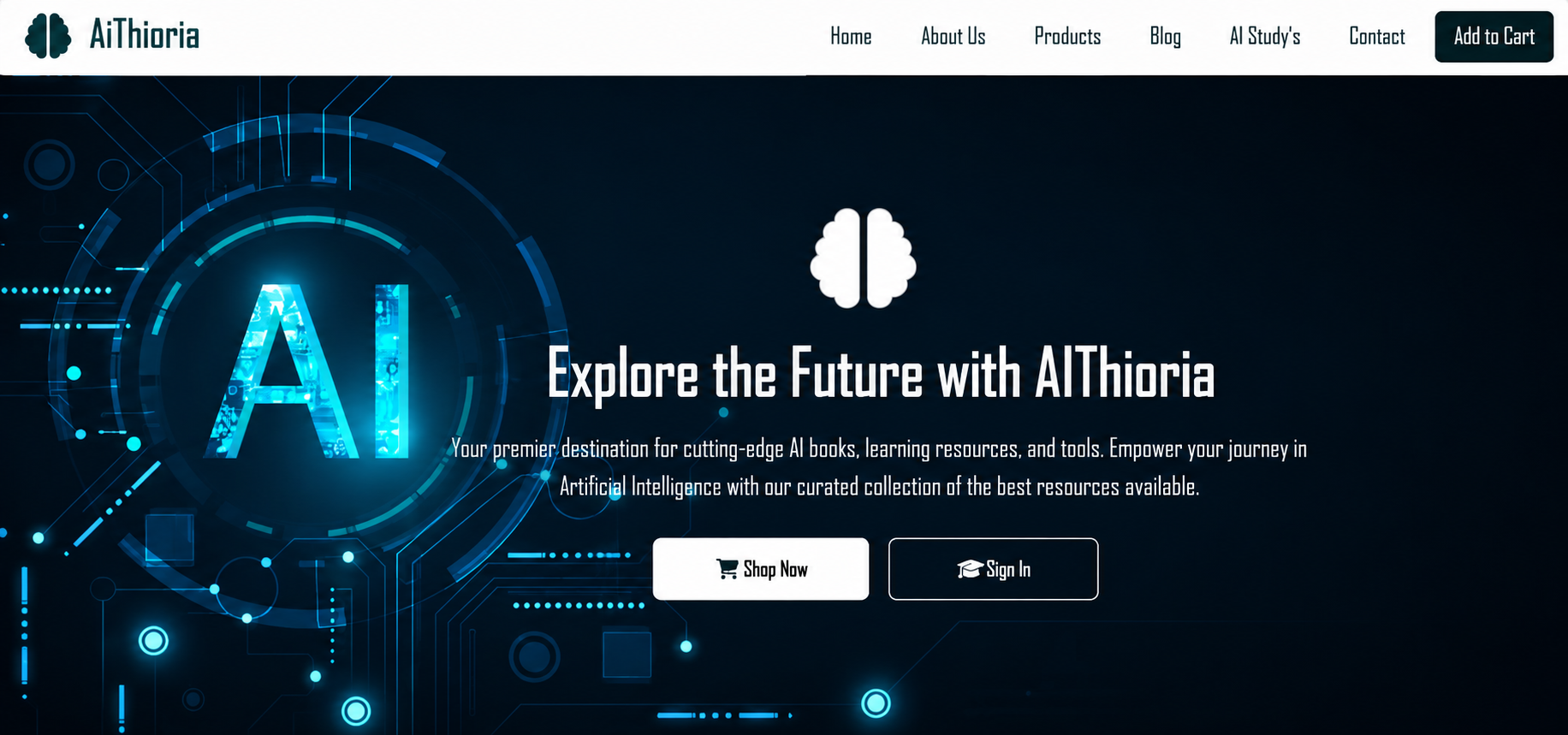 AiThoria AI resource website screenshot