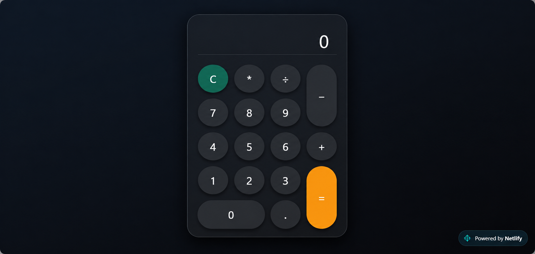 Glass calculator web app screenshot