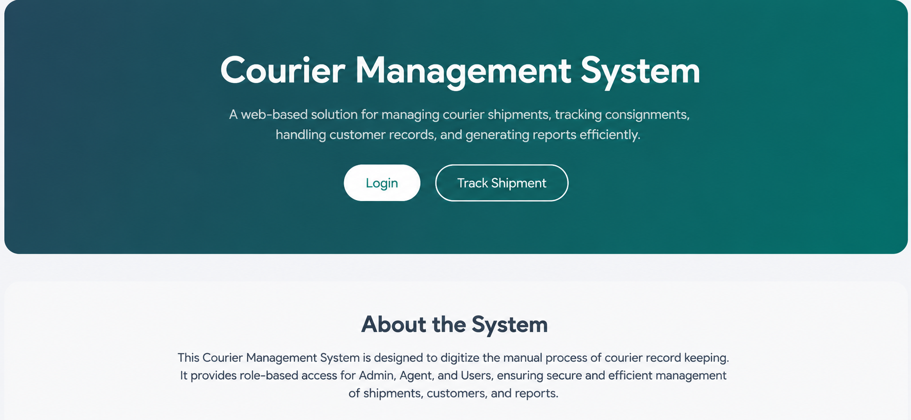 Courier Management System screenshot