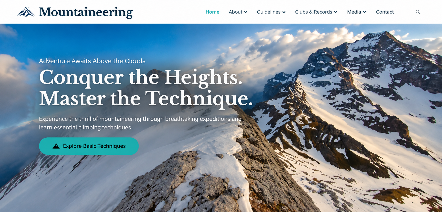 Mountaineering website screenshot